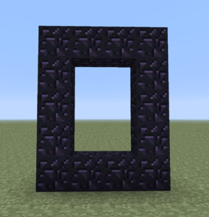 A 4x5 rectangle made of obsidian, with the six blocks in the center being empty.
