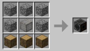 This image shows the crafting recipe of the Trommel block