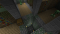 A library room with a spike trap in the center.